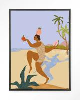 Urban Cotton Wandkleed 'Balancing Act' 110 x 145cm in Floating Frame - black