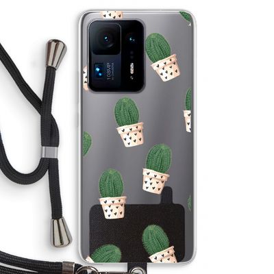 Cactusprint roze: Xiaomi Mi Mix 4 Transparant Hoesje met koord
