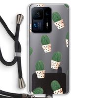 Cactusprint roze: Xiaomi Mi Mix 4 Transparant Hoesje met koord