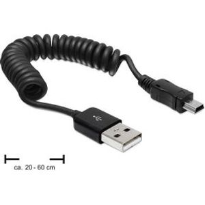 DeLOCK USB 2.0/USB mini 0.6m USB-kabel 0,6 m USB A Mini-USB A Zwart