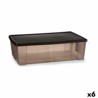 Opbergbak met Deksel Stefanplast Elegance Bruin Plastic 30 L 38,5 x 17 x 59,5 cm (6 Stuks)