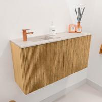 Toiletmeubel Mondiaz Joya Dlux | 80 cm | Meubelkleur Oak | Faye wastafel Nata Wasbak Links | 1 kraangat
