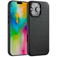 Accezz MagSafe Leather Backcover voor iPhone 16 Pro Max Telefoonhoesje Zwart