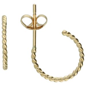 Glow 206.2083.00 Oorknoppen Ribbel geelgoud 10 x 1 mm