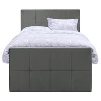Leen Bakker - Boxspring Met Voetbord Liv Geblokt - 120x200 Cm - Ronde Poot - Stof/Velvet - Grijs