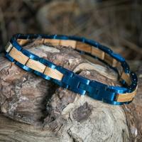 Infinity Blue - Olijfhout & Laserblauw RVS Armband