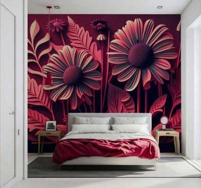 Digitale natuur Hoofd slaapkamer fotobehang