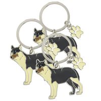 6x stuks metalen wolf dieren sleutelhanger 5 cm