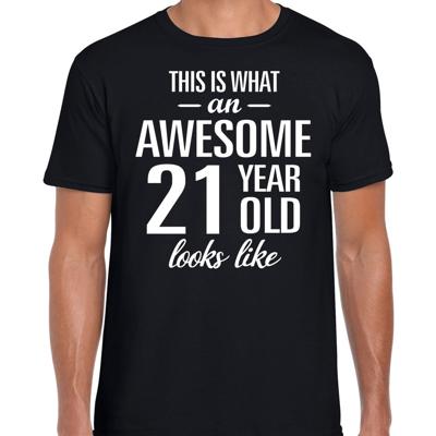 Awesome 21 year - geweldige 21 jaar cadeau t-shirt - zwart - voor heren - Verjaardag cadeau