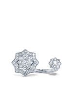 David Morris bague double en or blanc 18ct pavée de diamants - Argent - thumbnail