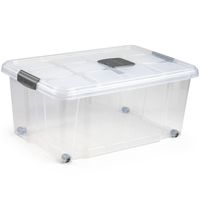 1x Opslagbakken/organizers met deksel 36 liter 59 cm transparant - Opbergbox