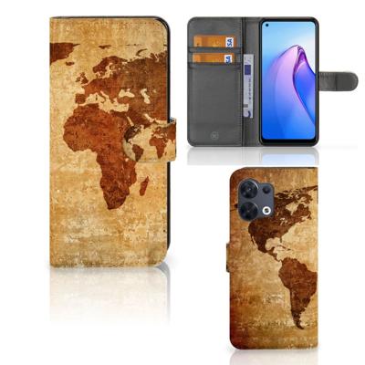 OPPO Reno8 | Flip Cover | Wereldkaart