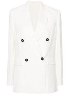 Brunello Cucinelli blazer croisé à revers pointus - Blanc