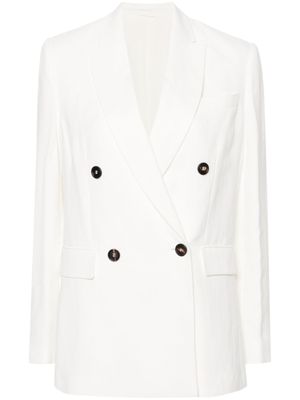 Brunello Cucinelli blazer croisé à revers pointus - Blanc