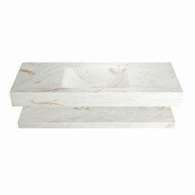 MONDIAZ ALAN-DLUX 120cm planchet Frappe. Vrijhangende wastafel CLOUD midden zonder kraangat, kleur Frappe.