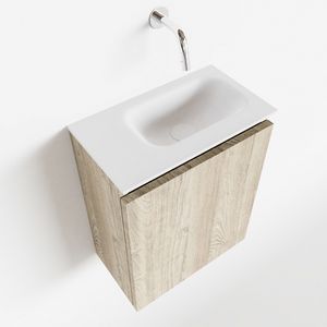 MONDIAZ TURE 40cm toiletmeubel light brown grey. EDEN wastafel talc rechts geen kraangat