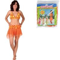 Folat hawai top en rok oranje one size | 12 stuks
