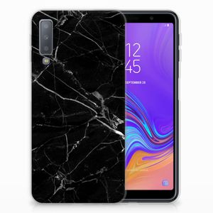 Samsung Galaxy A7 (2018) TPU Siliconen Hoesje Marmer Zwart - Origineel Cadeau Vader