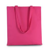 Katoenen schoudertasje - fuchsia roze - 38 x 42 cm - Boodschappentas - met hengsels