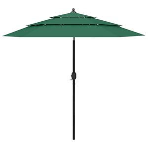 vidaXL Parasol 3-laags met aluminium paal 2,5 m groen