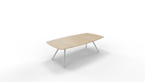 Vergadertafel 7611 tonvorm - 240 x 100/120 cm. - Alu - Eiken licht