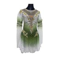 Kunstschaatsjurk Dames Voor meisjes Schaatsen Jurken Bos Groen Lapwerk Duimopening Netstof Spandex Rekbaar Opleiding Oefenen Professioneel Kunstschaatskleding Thermisch Warm Kristal / Bergkristal Lightinthebox - thumbnail