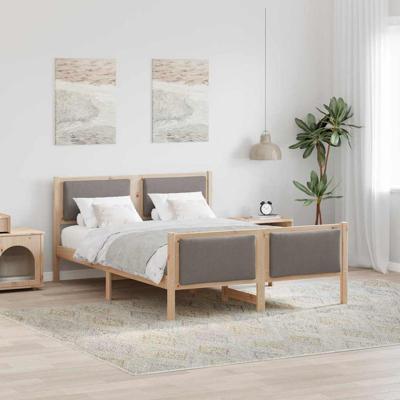 Bedframe met hoofdeinde Taupe 135 x 190 cm Stof Bedframe met hoofdeinde Taupe 135 x 190 cm Stof