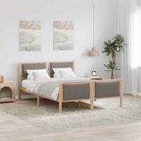 Bedframe met hoofdeinde Taupe 135 x 190 cm Stof Bedframe met hoofdeinde Taupe 135 x 190 cm Stof