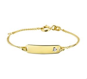 TFT Graveerarmband Zirkonia Plaat 5,4 Mm 11 - 13 Cm Geelgoud