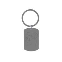 Gepersonaliseerde sleutelhanger met lijntekening – Stainless steel - Zilver