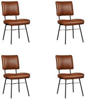 Set van 4 Cognac leren industriële design eetkamerstoelen Solid - Granada leer Savannah (cognac leer)