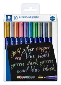 Staedtler kalligrafiepen Metallic 8325, etui van 10 stuks in geassorteerde kleuren