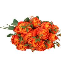 Kunstbloemen boeket roos Ariana - 8x - oranje - 73 cm - kunststof steel - decoratie bloemen