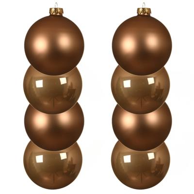 Decoris kerstballen - 8x st - toffee bruin - D10 cm - glas - kerstversiering Decoris kerstballen - 8x st - toffee bruin - D10 cm - glas - kerstversiering