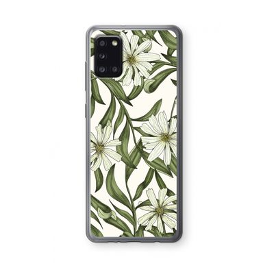 Wit bloemenpatroon: Samsung Galaxy A31 Transparant Hoesje
