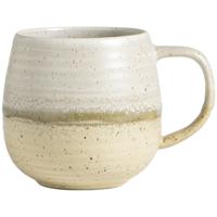 Leen Bakker - Mok Met Oor Mira Naturel - 360 Ml - Stoneware - Crème#Wit#Geel - H9 Cm