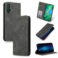 Retro huid voelen Business magnetische horizontale Flip lederen case voor Huawei Nova 5/Nova 5 Pro (donkergrijs)