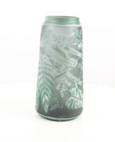 A CAMEO GLASS VASE 'LUSH GREEN LEAVES'