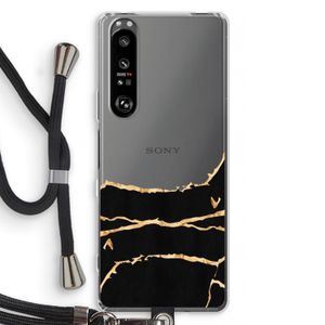 Gouden marmer: Sony Xperia 1 III Transparant Hoesje met koord