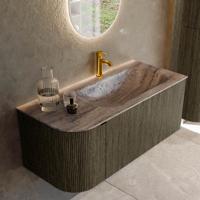 Badmeubel Mondiaz Kurve-Dlux | 105 cm | Meubelkleur Shadow | Wastafelkleur Oza | Solid surface | Wasbak rechter zijde spoelbak | 1 kraangat