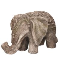 Dierenbeeld olifant 45 cm bruin antiek look - thumbnail