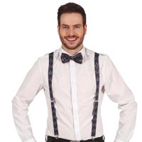 Foute kerst bretels - zwart - kerstverlichting - polyester - voor volwassenen