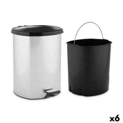 Pedaalemmer Berilo Zilverkleurig Plastic 11 L (6 Stuks)
