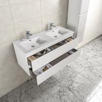 Badkamermeubel Tieme in hoogglans wit 120x50x48cm met witte wastafel