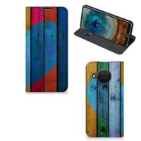 Nokia X20 | X10 Book | Wallet Case | Wood Heart - Cadeau voor je Vriend