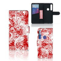 Telefoonhoesje met Naam Motorola One Action Angel Skull Rood