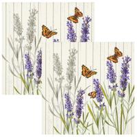 Paperdesign Servetten Vlinders en Lavendel - 40x stuks - 3 laags - 33 x 33 cm - bloemen - lentefeest