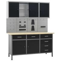 Werkbank met vier wandpanelen en twee kasten