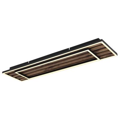 Globo PlafondlampWoody zwart met hout rechthoek - 67345D2