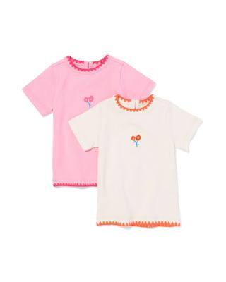 HEMA Baby T-shirt rib - 2 stuks roze (roze)